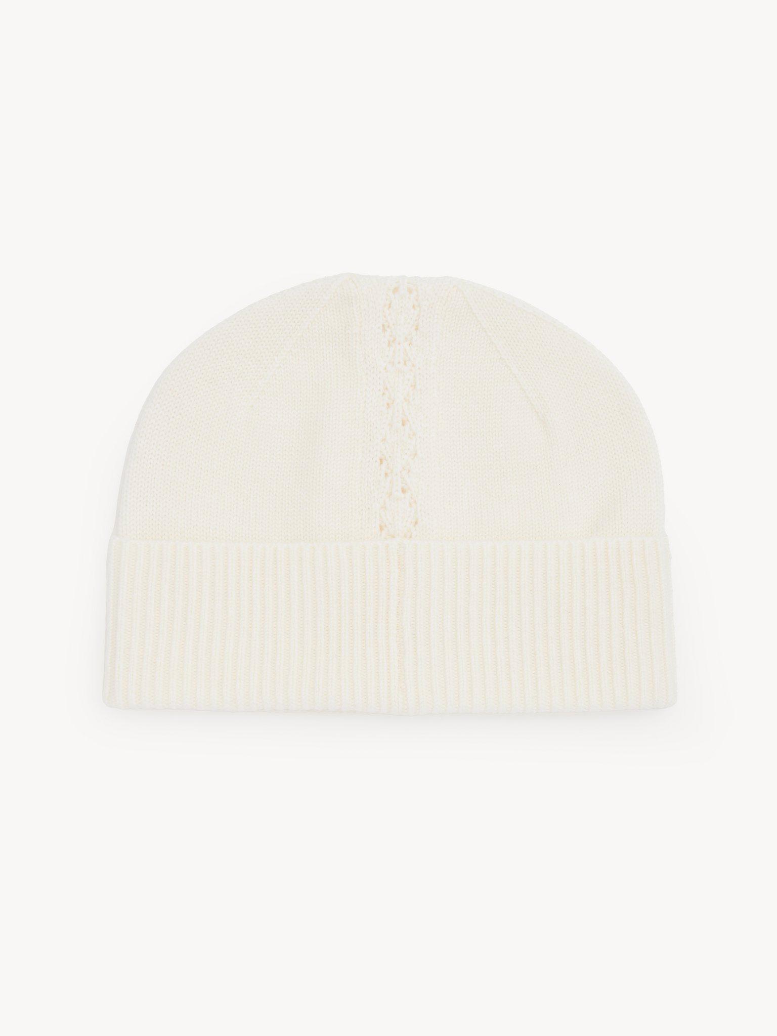 The Chloé Lace Knit beanie in wool & lace jacquard Product Image