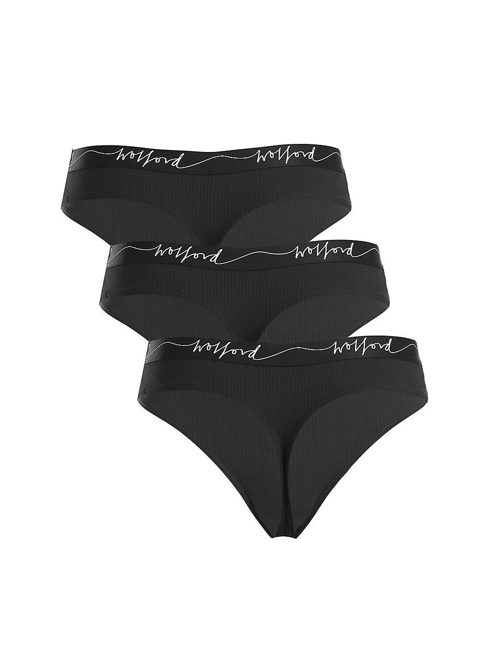 Womens 3-Pack Logo Cotton-Blend Thongs Product Image