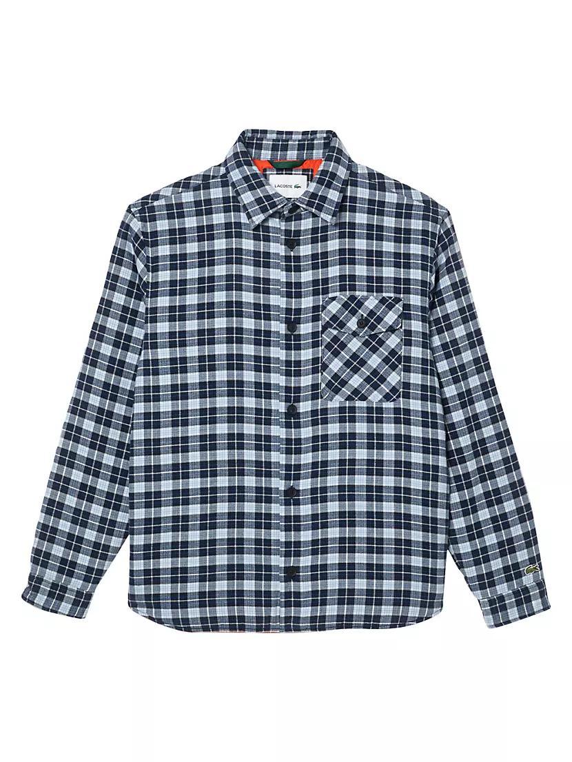 Embroidered Logo Plaid Overshirt Product Image