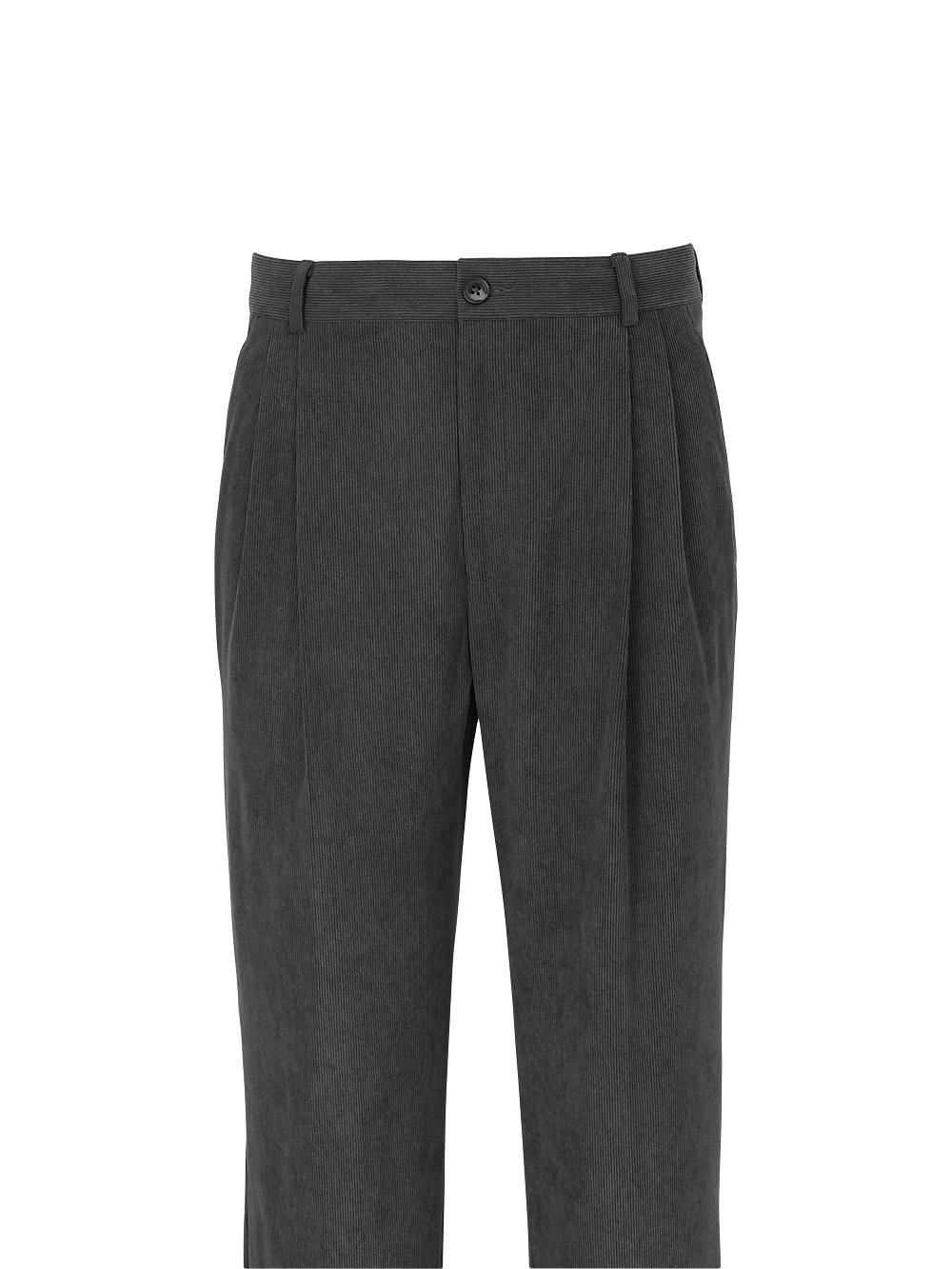 Corduroy Pleated Pants - Black product image