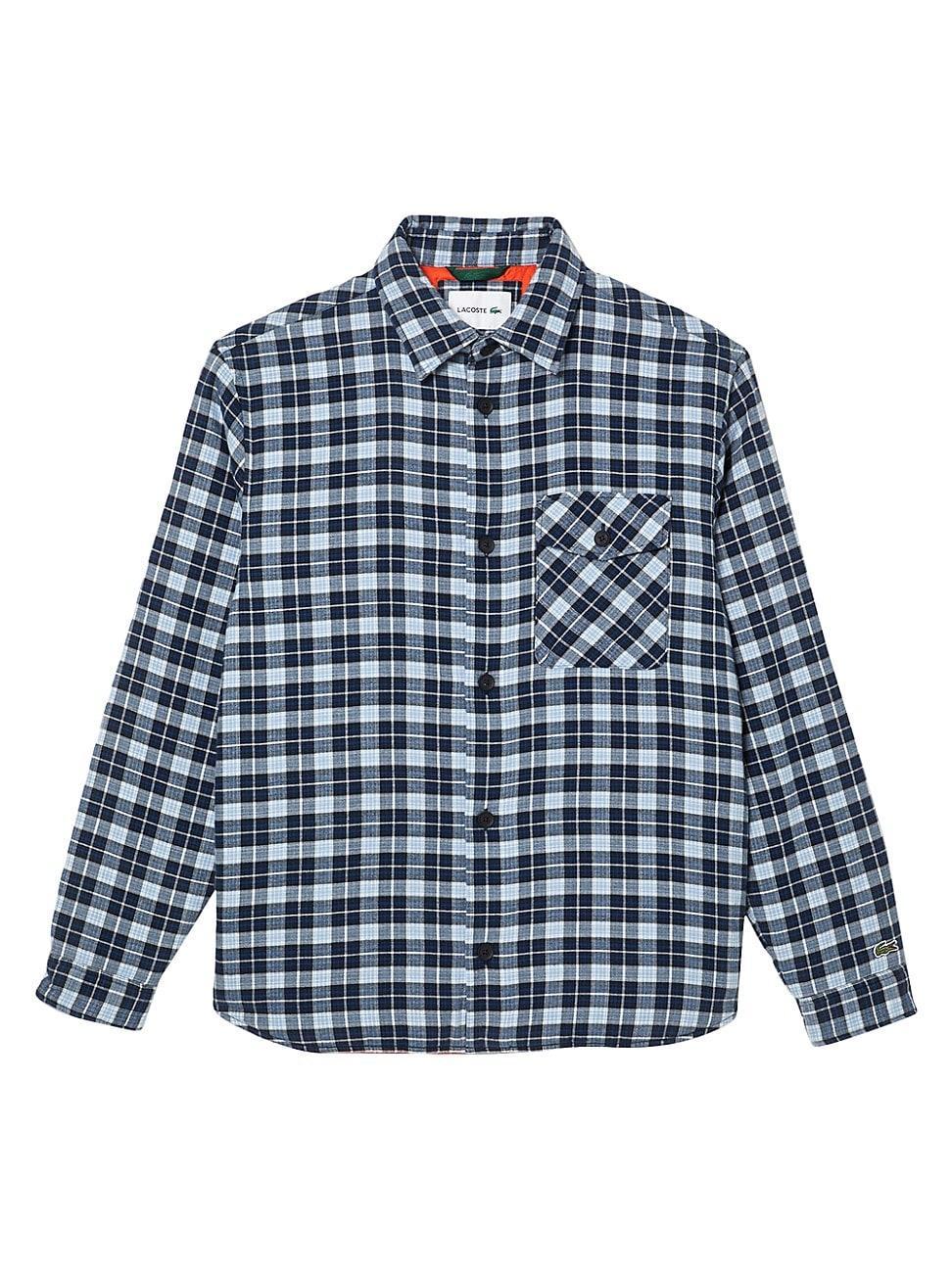 Mens Embroidered Logo Plaid Overshirt Product Image