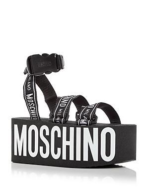 Moschino Womens Logo Print Strappy Platform Sandals Product Image