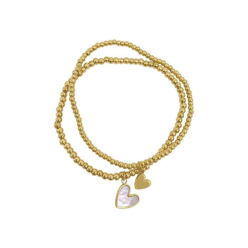 Adornia 2-Pack Heart Ball Bracelets in Yellow at Nordstrom Rack Product Image