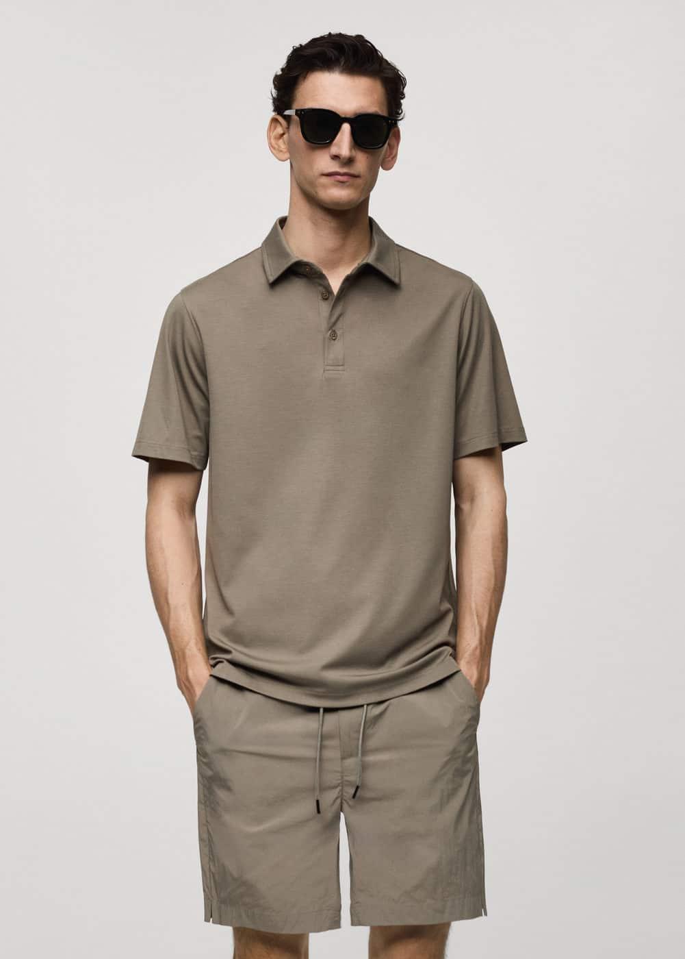 MANGO MAN - Slim-fit quick-drying polo shirt khakiMen Product Image