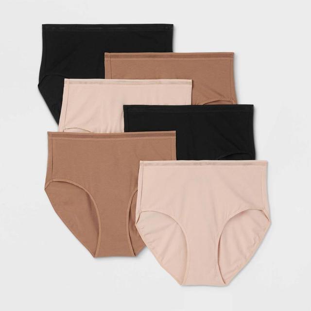 Womens 6pk Cotton Stretch Briefs - Auden Assorted Neutral XS Product Image