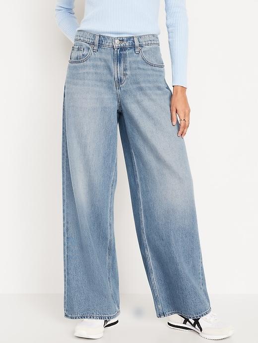 Mid-Rise Baggy Wide-Leg Jeans Product Image