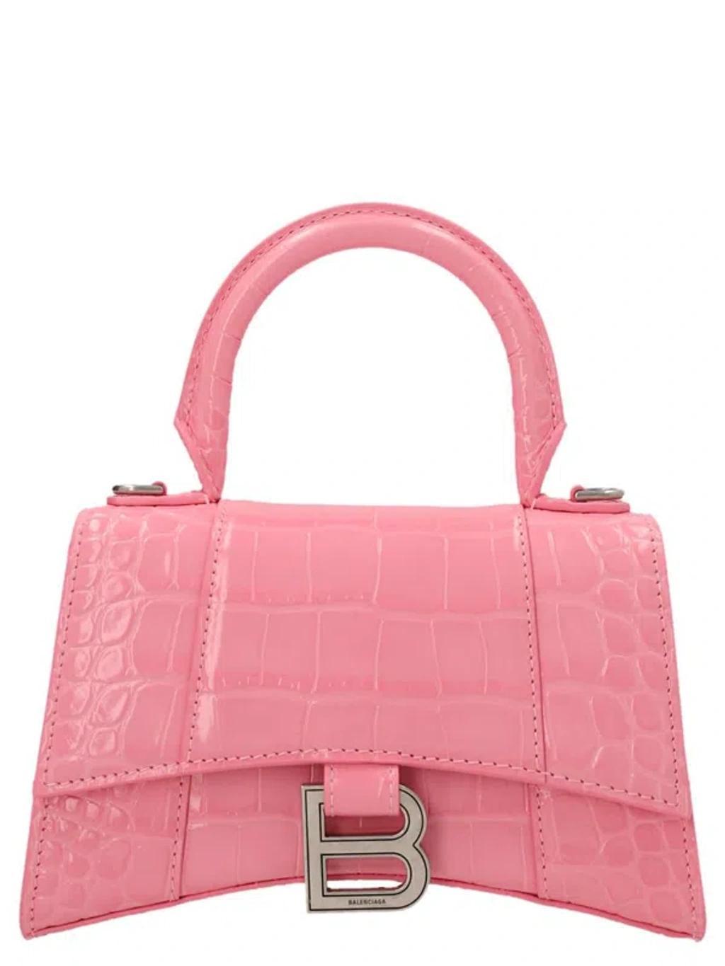 Woman Pink Leather Xs Hourglass Handbag Product Image