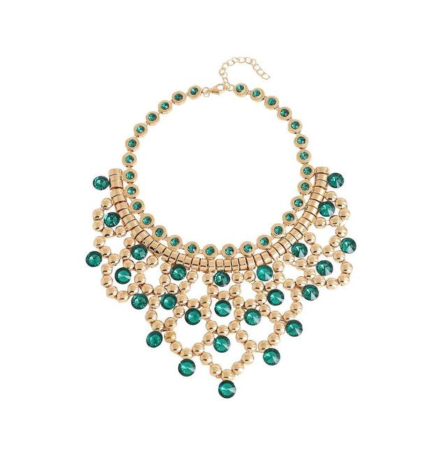 Sohi Womens Gold Jewel Statement Necklace Product Image