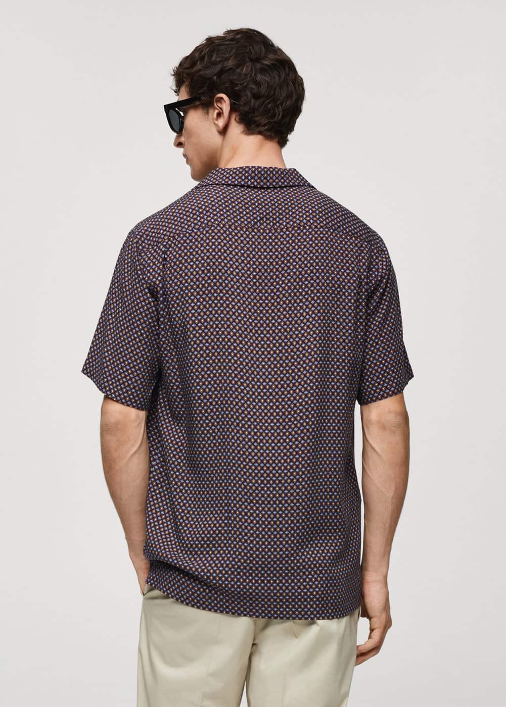 MANGO MAN - Regular-fit short-sleeved printed shirt burgundyMen Product Image