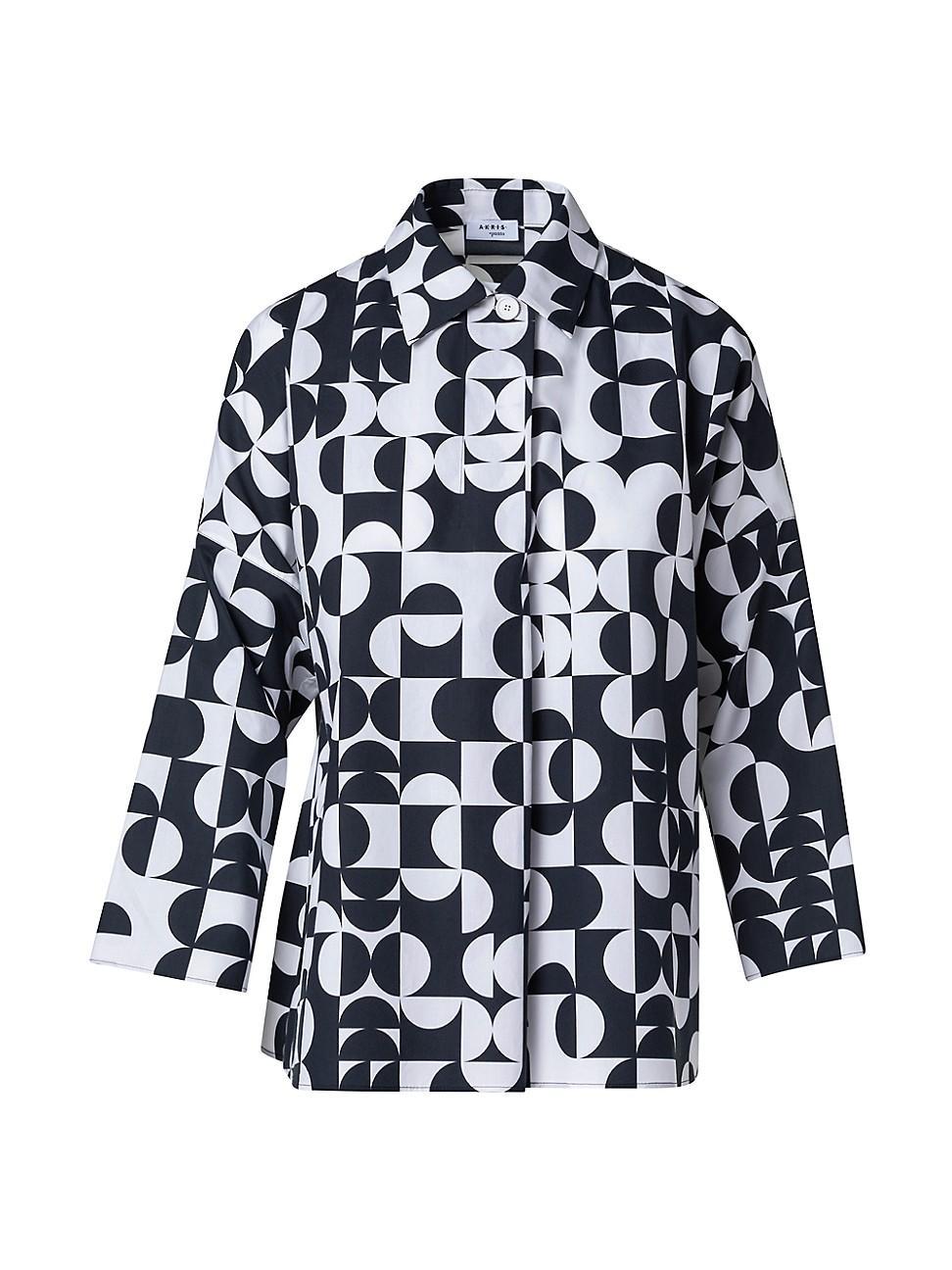 Womens Geometric Cotton Oversized Blouse Product Image