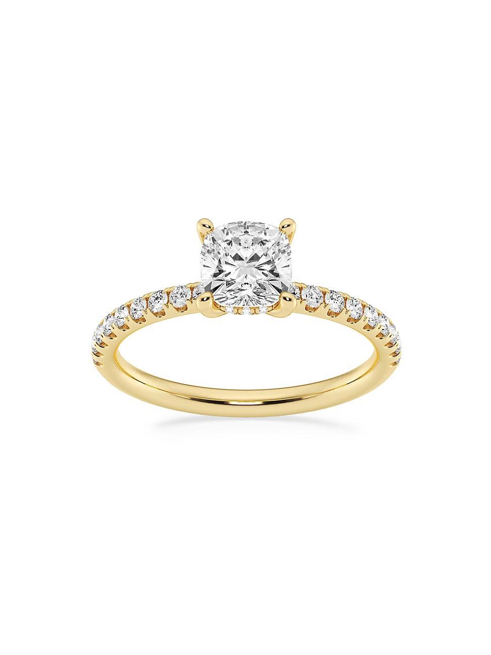 Womens 14K Yellow Gold & Cushion-Cut Lab-Grown Diamond Hidden Halo Ring/0.80-3.41 TCW Product Image