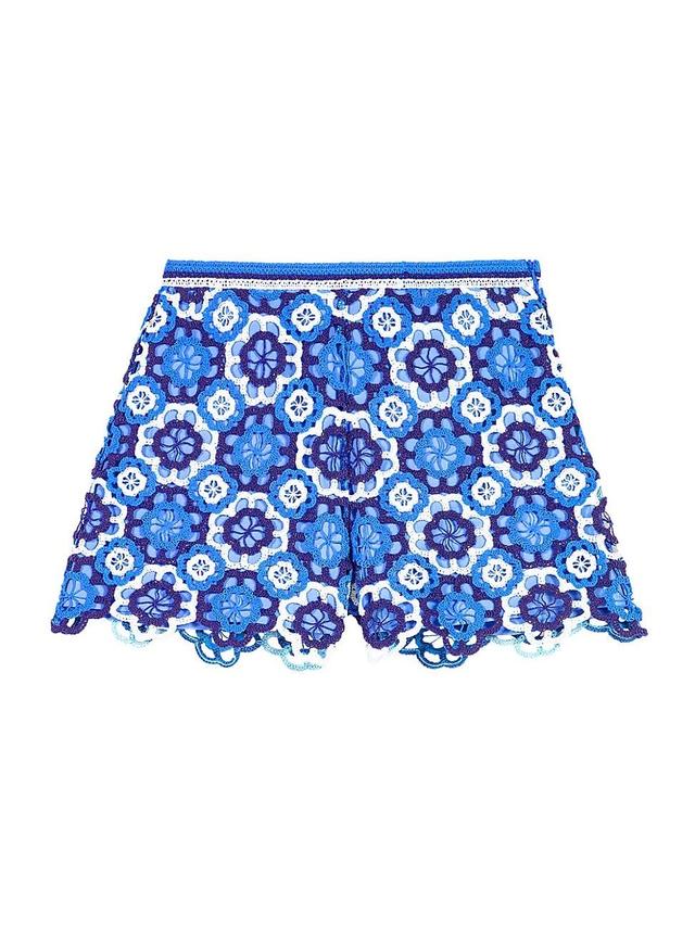 Womens Three-tone Crochet Shorts Product Image