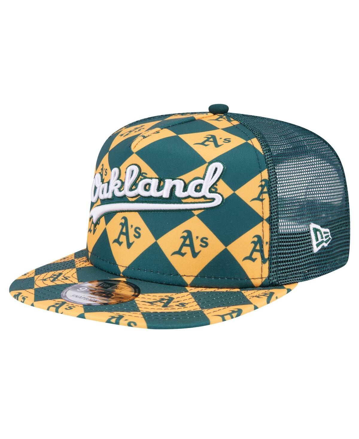 Mens New Era Green Oakland Athletics Seeing Diamonds A-Frame Trucker 9FIFTY Snapback Hat Product Image