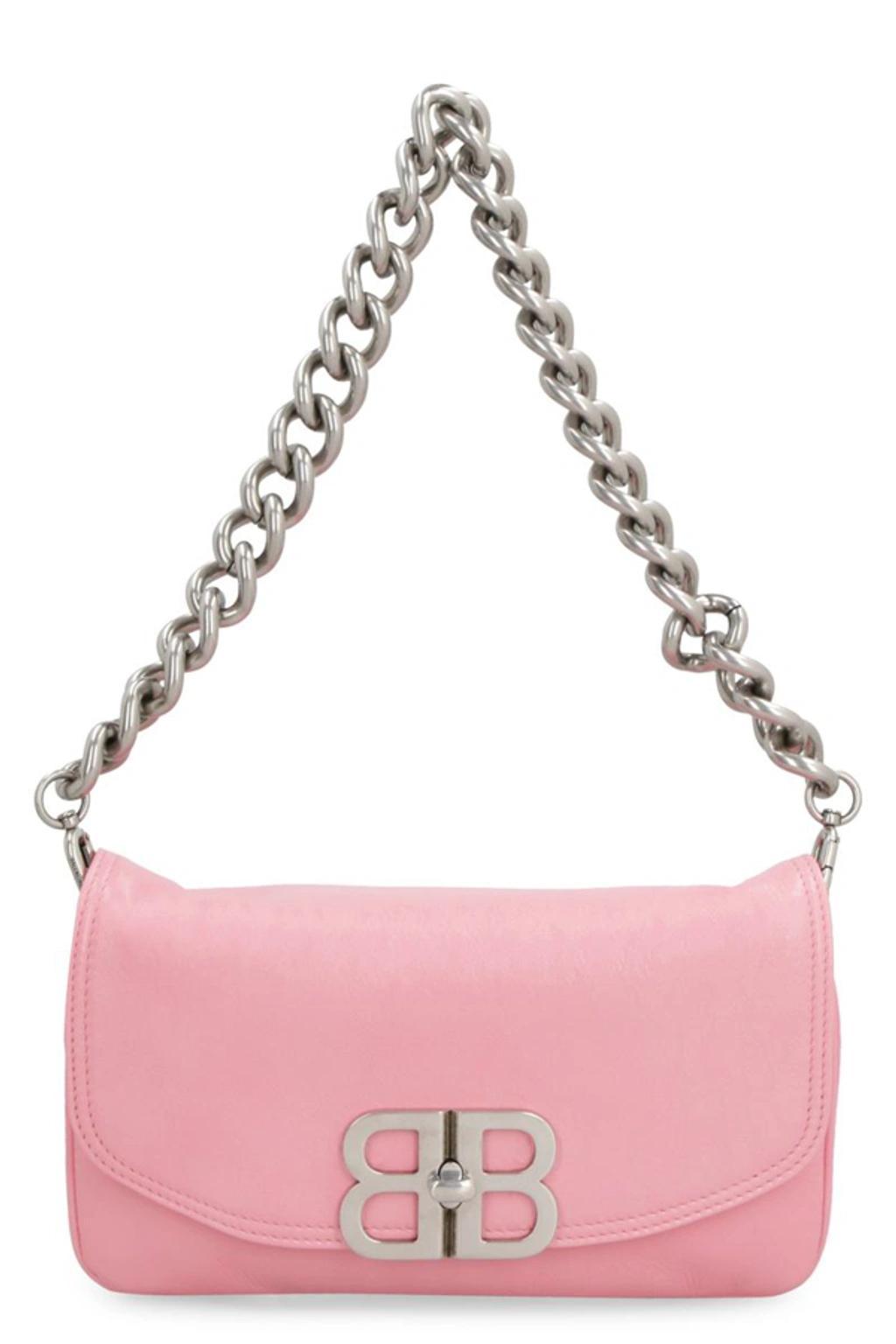 BALENCIAGA Bb Soft Flap Leather Shoulder Bag In Pink Product Image