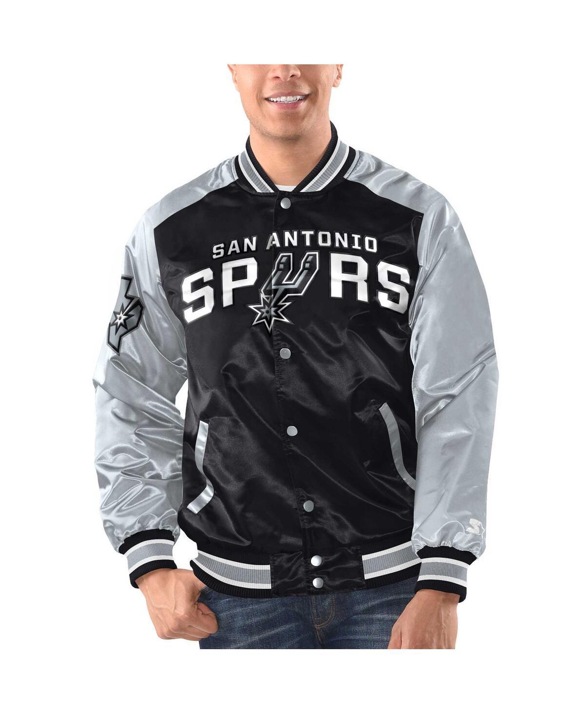 Mens Starter Black San Antonio Spurs Renegade Satin Full-Snap Varsity Jacket - Black Product Image