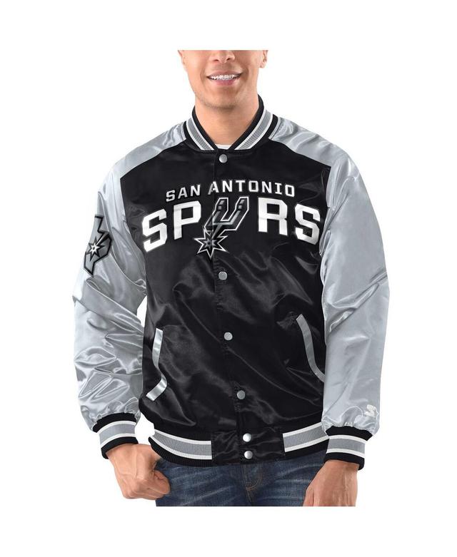 Mens Starter Black San Antonio Spurs Renegade Satin Full-Snap Varsity Jacket - Black Product Image