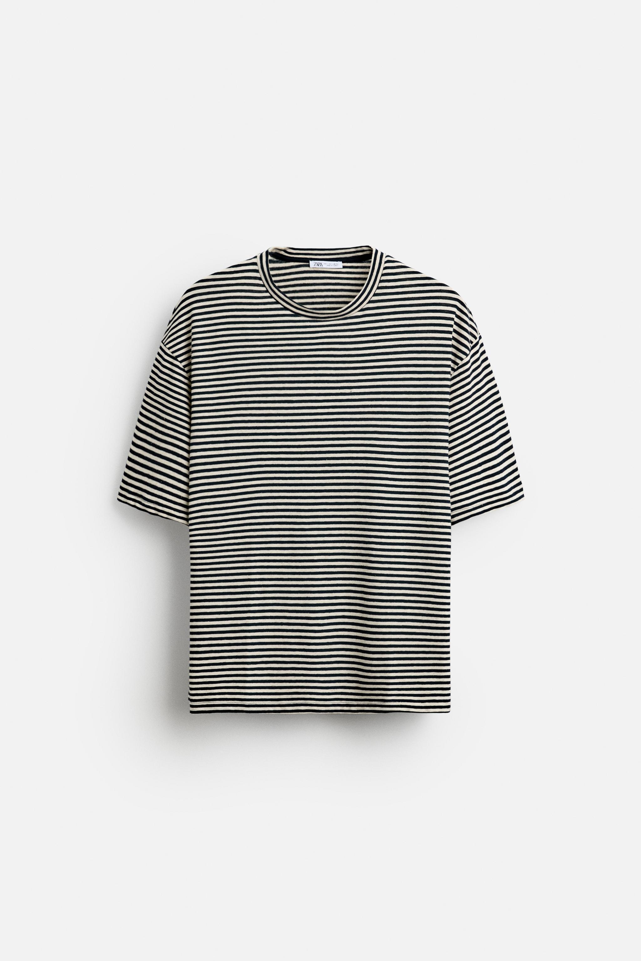 COTTON - LINEN STRIPED T-SHIRT Product Image