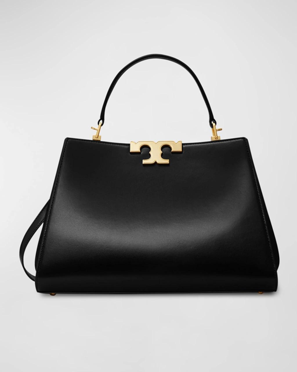 TORY BURCH Eleanor Calf Leather Satchel Bag In Black Product Image