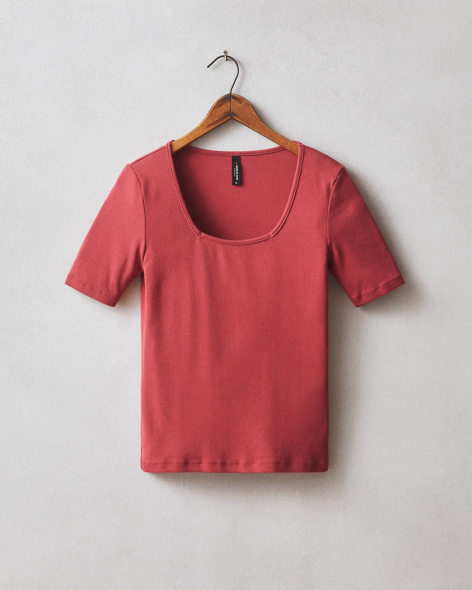 Stretch Rib Square Neck Tee - Poppy Female Product Image