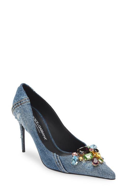 Dolce & Gabbana Patchwork Denim Pointed Toe Pump Product Image