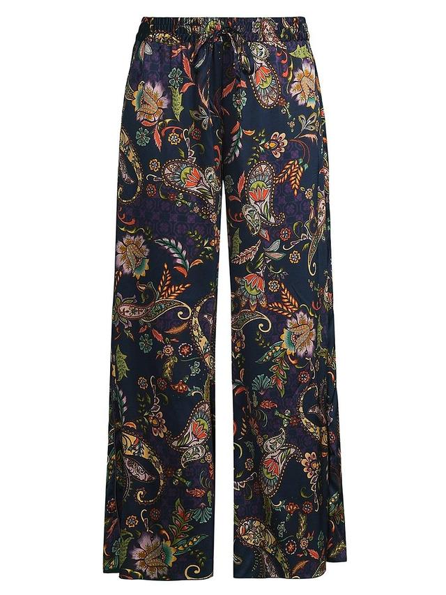 Womens Axelle Paisley Stretch-Silk Wide-Leg Pants Product Image