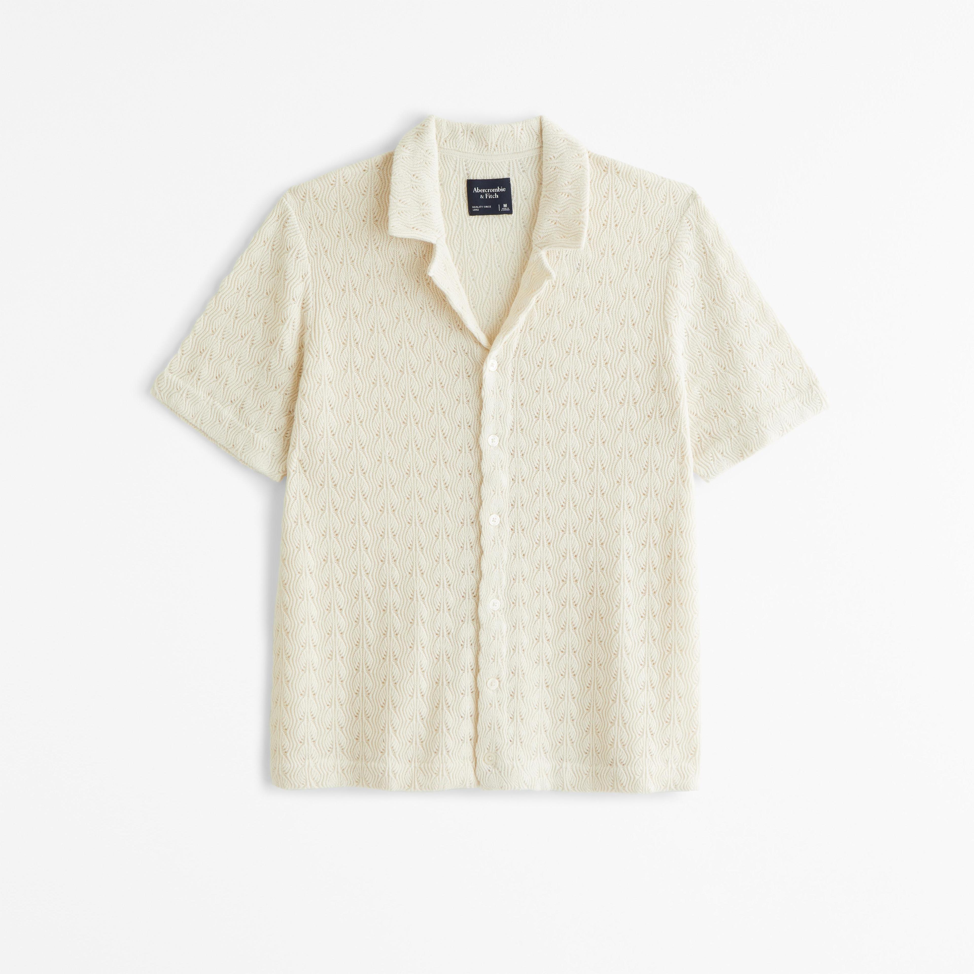 Textured Knit Button-Through Sweater Polo Product Image