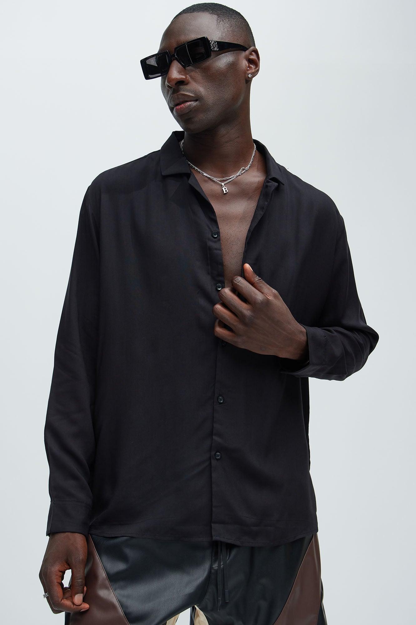 Dawson Relaxed Long Sleeve Button Up Shirt - Black product image