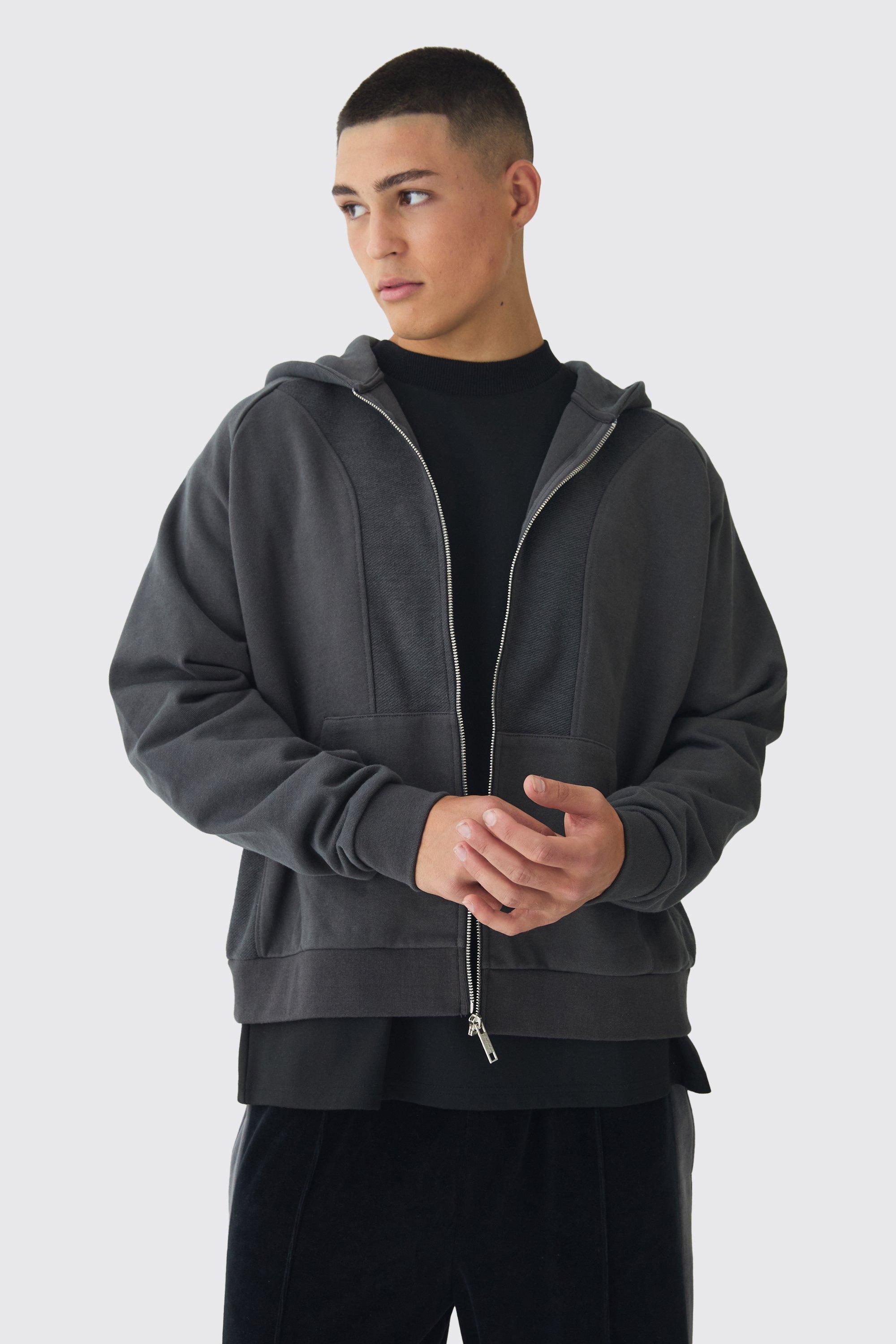 Oversized Reverse Loopback Seam Detail Hoodie | boohooMAN USA product image