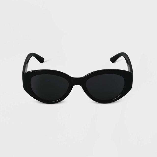 Womens Plastic Oval Sunglasses - A New Day Black Product Image