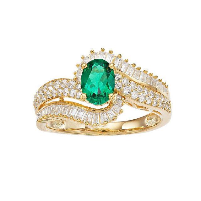 10k Gold Emerald & 1/2 Carat T.W. Diamond Swirl Ring, Womens Green Product Image