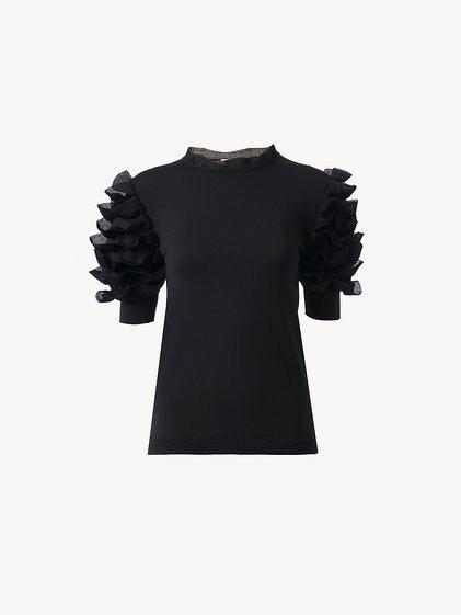 Short-sleeve ruffled top Product Image