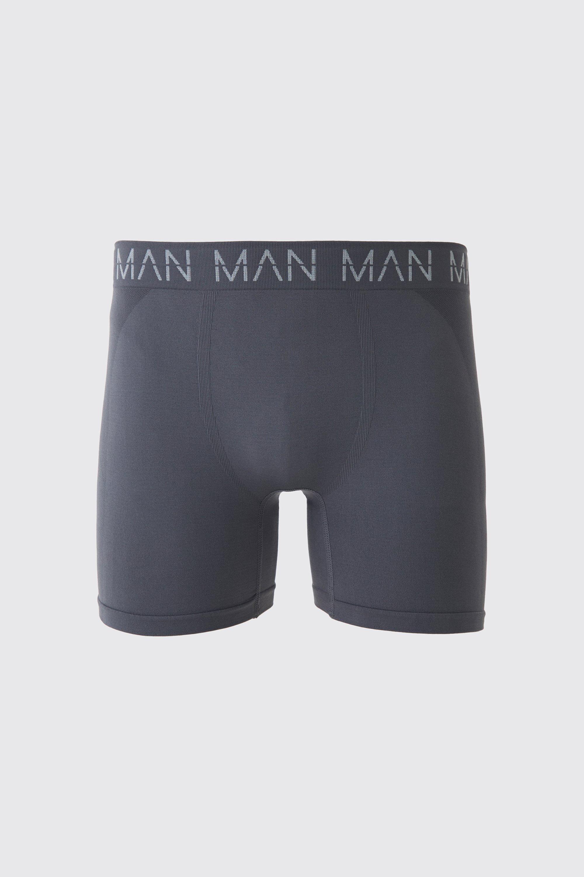 Mens Grey Man Active Seamless 7inch Long Boxer, Grey Product Image