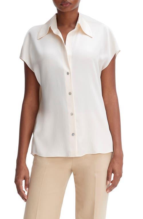 Womens Cap-Sleeve Silk Blouse Product Image