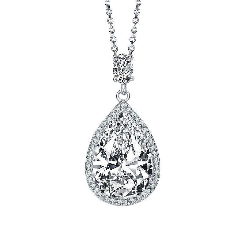 Sterling Silver Cubic Zirconia Accent Drop Pendant Necklace, Womens Product Image