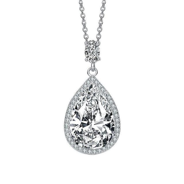 Sterling Silver Cubic Zirconia Accent Drop Pendant Necklace, Womens Product Image