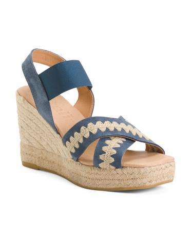 Suede Cross Band Espadrille Wedge Sandals for Women Product Image