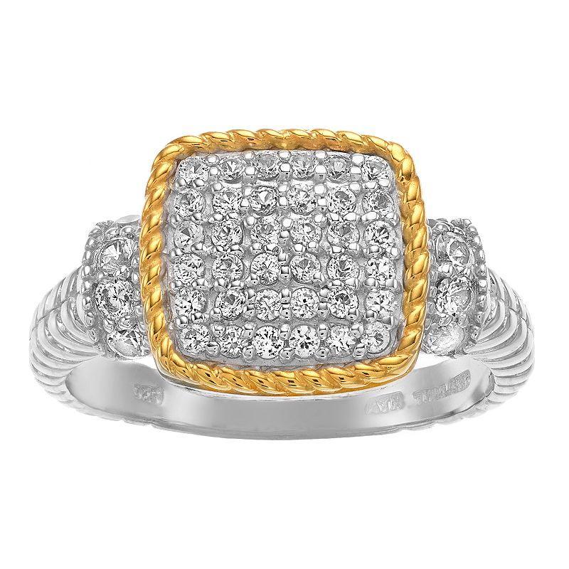 Rosabella 14K Gold Over Sterling Silver Lab-Created White Sapphire Ring, Womens Product Image