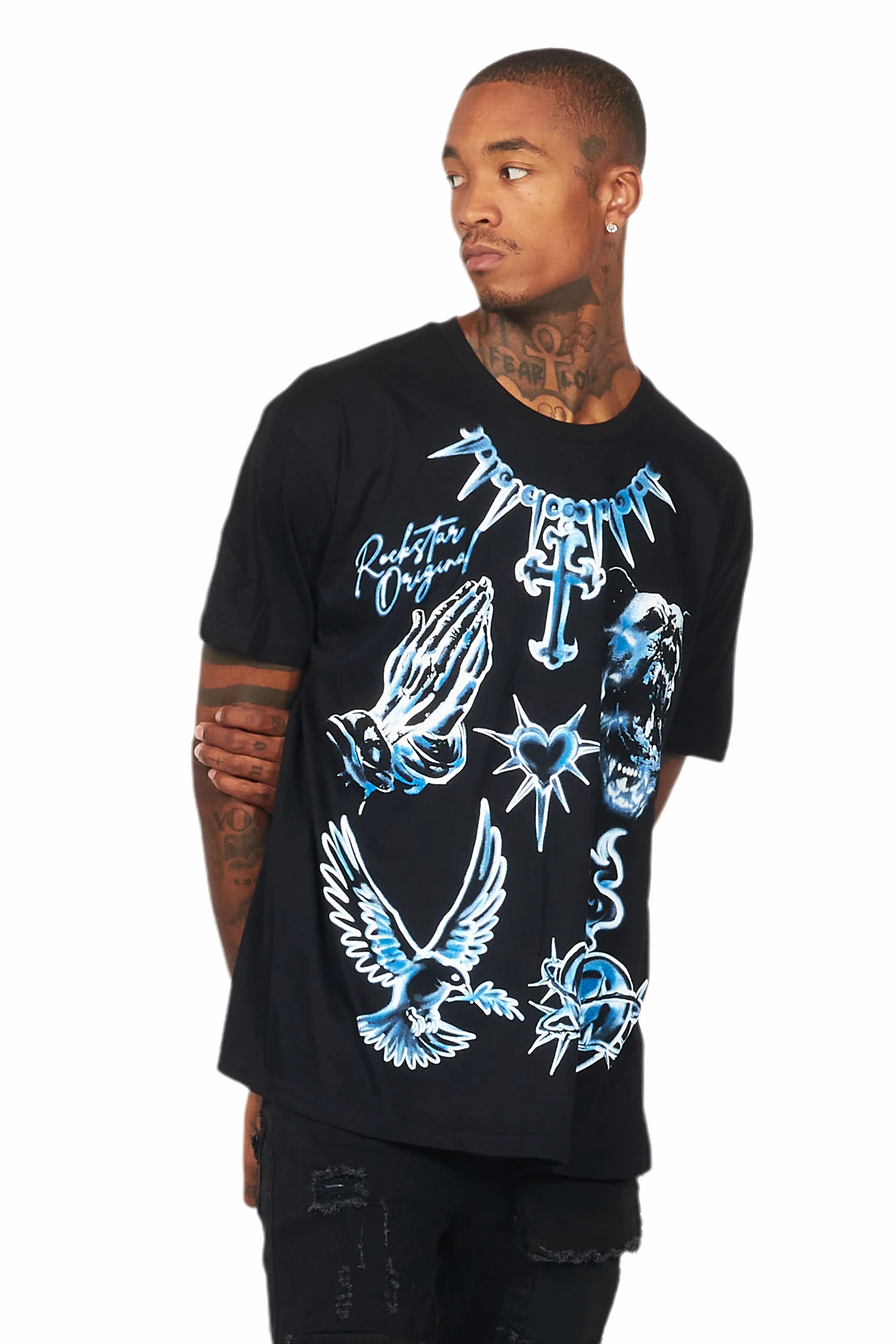 Valar Black Graphic Oversized T-Shirt Male Product Image