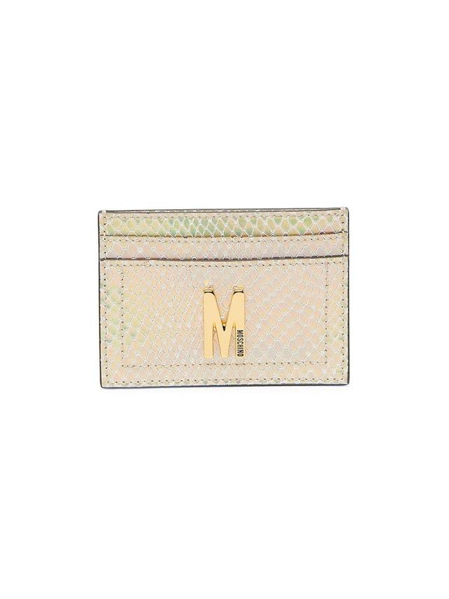 Womens Logo Python-Embossed Leather Card Case Product Image