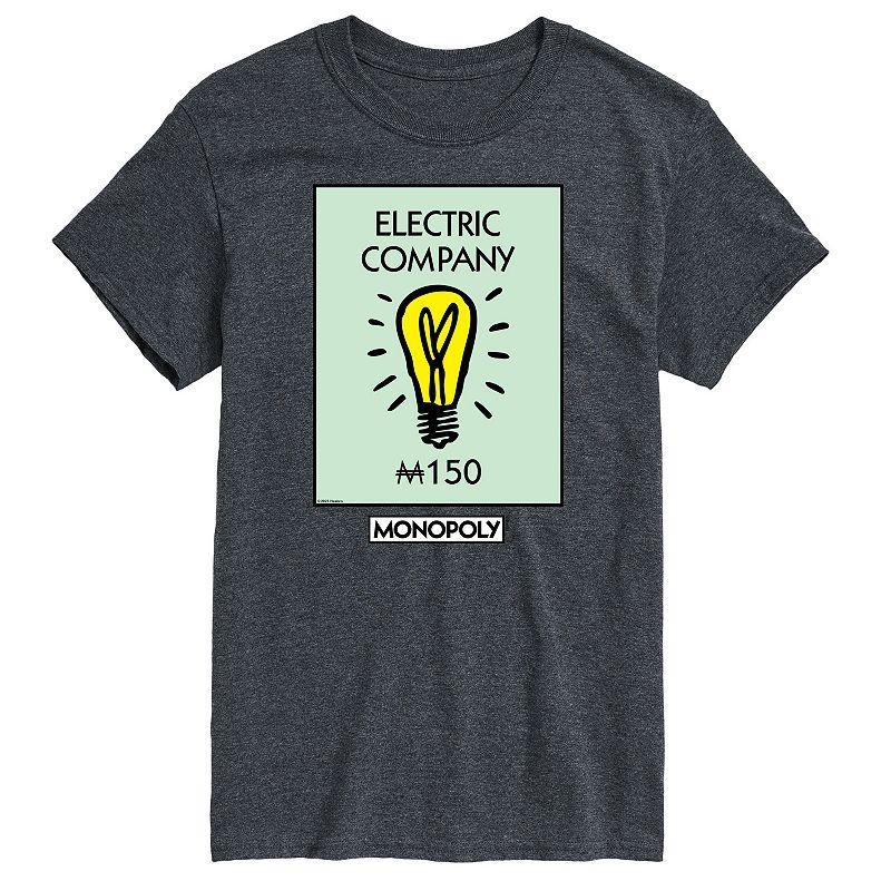 Big & Tall Monopoly Electric Company Graphic Tee, Mens Heather Grey Product Image