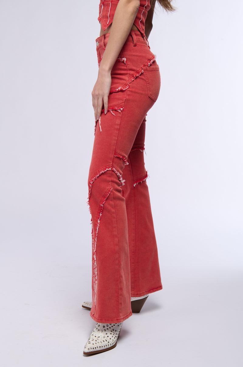 FLAMIN HOT DISTRESSED FLARE JEAN Product Image