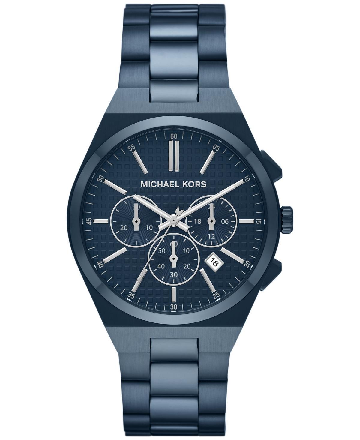 Michael Kors Mens Lennox Chronograph Navy Stainless Steel Watch 40mm - Navy Product Image