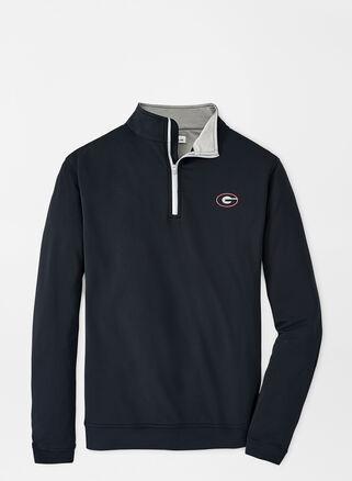 Peter Millar Mens Georgia Perth Performance Quarter-Zip | Color: Black | Size: M | UGA Product Image