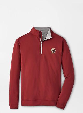 Peter Millar Mens Boston College Perth Performance Quarter-Zip | Color: Maroon | Size: M | BC Product Image