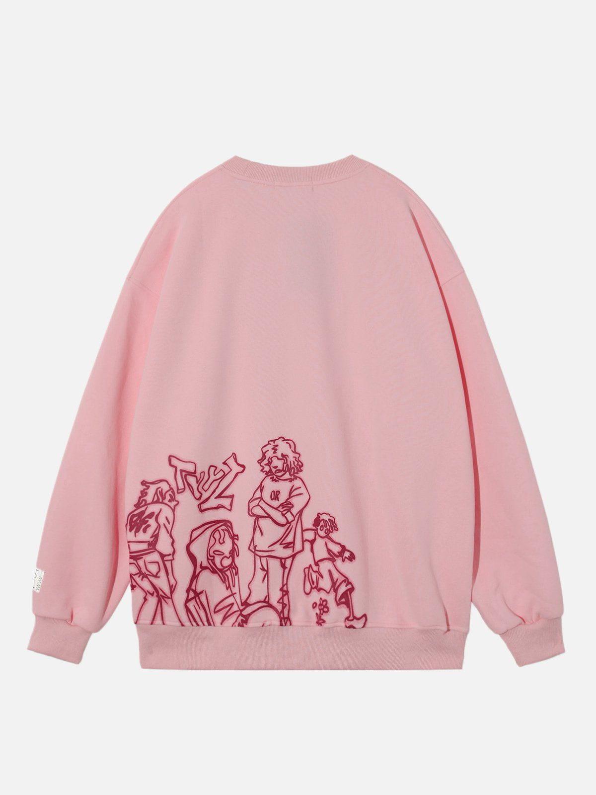 Aelfric Eden Cartoon Line Character Print Sweatshirt Product Image