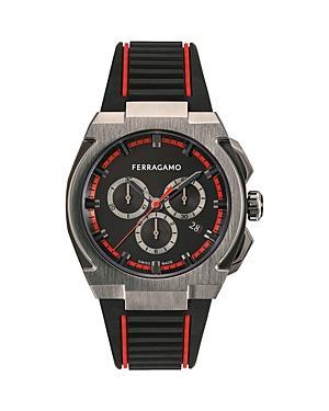 Salvatore Ferragamo Mens Chronograph Edge Black Rubber Strap Watch 43mm Product Image