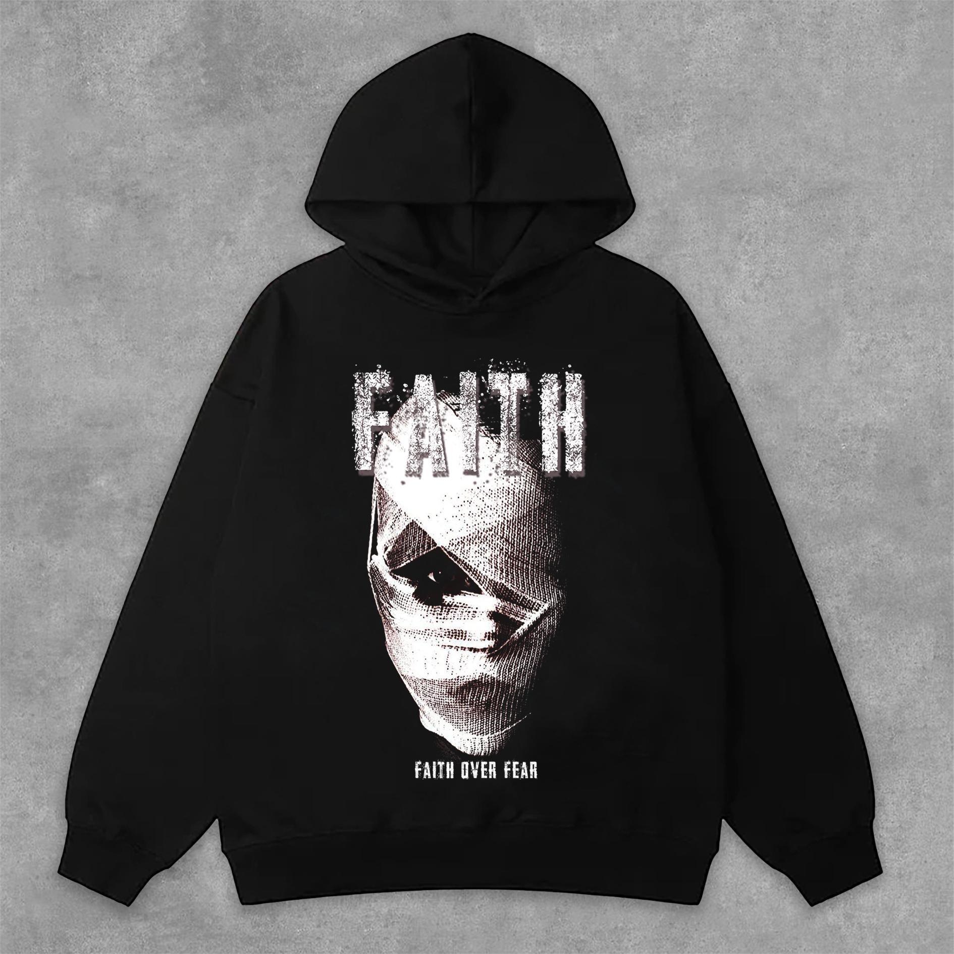 Vintage Mummy Faith Over Fear Graphic Print Side Pockets Hoodie Product Image