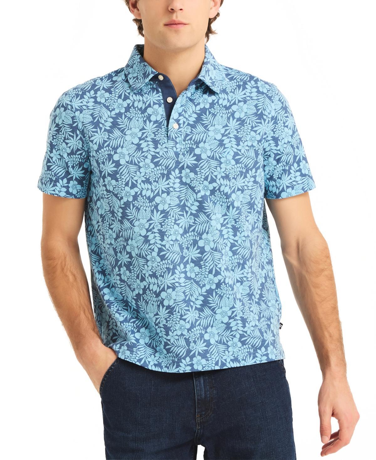 Nautica Mens Floral Print Pique Short Sleeve Polo Shirt Product Image