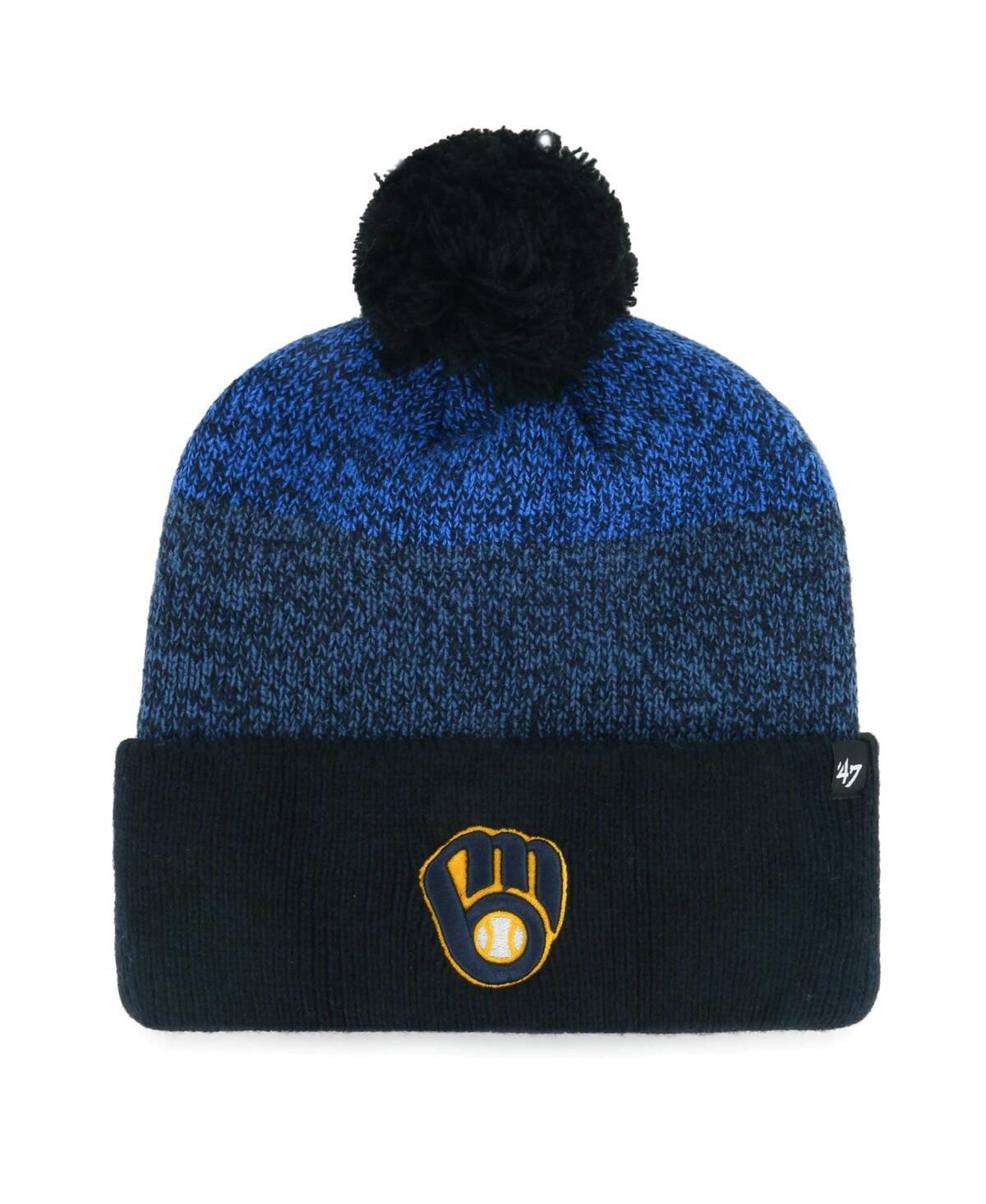 Mens 47 Milwaukee Brewers Darkfreeze Cuffed Knit Hat with Pom, Blue Product Image