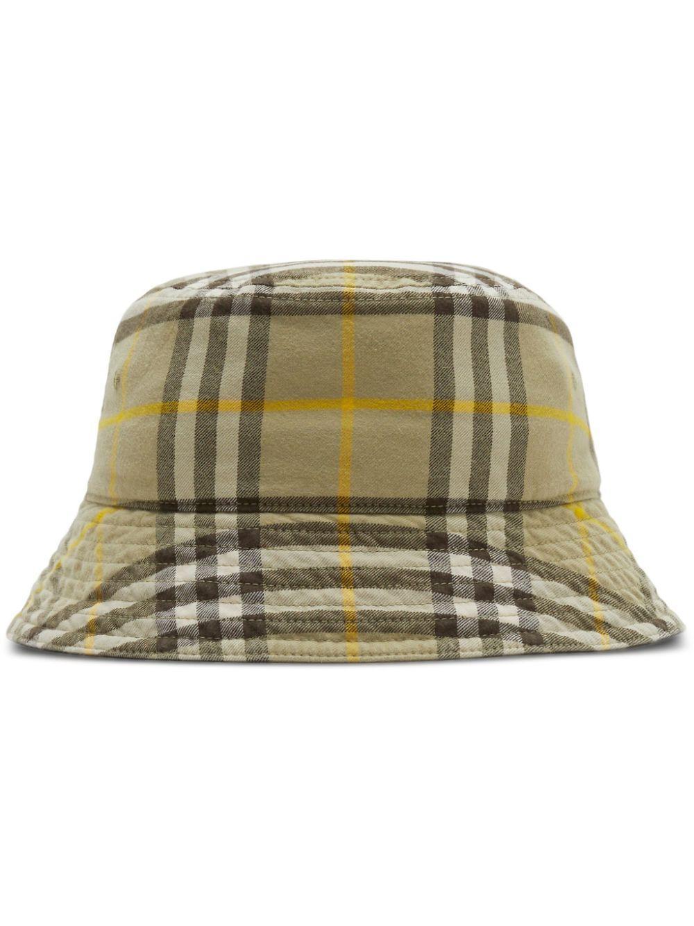 BURBERRY Archive Check Cotton Bucket Hat In Hunter Product Image